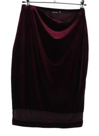 Dámska vínová zamatová sukňa s tylovým pruhom Boohoo