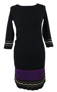 Dámské bílo-purpurové svetrové šaty s volánky Nine Vest