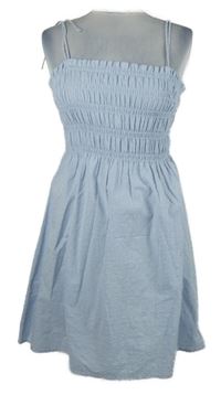 Dámske svetlomodré bodkované žabičkové šaty H&M