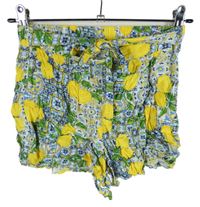 Dámske žlto-modro-zelené vzorované sukňové kraťasy s opaskom Primark