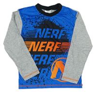 Modro-sivé tričko s nápismi Nerf