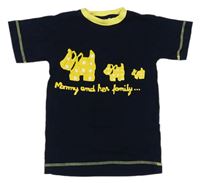 Tmavomodro-žlté tričko s pejsky