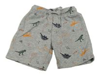 Sivé teplákové kraťasy s dinosaurami Nutmeg