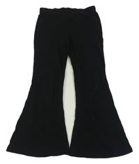 Černé žebrované flare legíny River Island