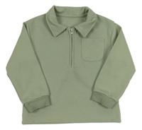 Khaki mikina s golierikom