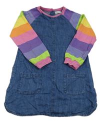 Modro-pruhované riflovo/telákové šaty Next