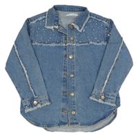 Svetlomodrá rifľová bunda s kamienkami Zara