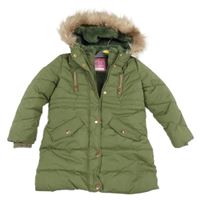 Khaki šusťákový zimní kabát s kapucí George