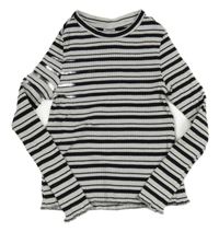 Bielo-čierne pruhované rebrované tričko anko