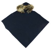 Tmavomodré fleecové pončo s kapucí 