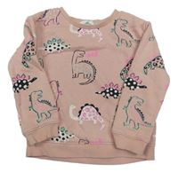 Svetloružová mikina s dinosaurami M&S