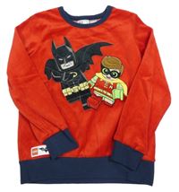 Červeno-modrá zamatová mikina s Batmanem H&M