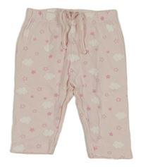 Svetloružové bavlnené tepláky s mráčikmi a hviezdičkami Orsolino