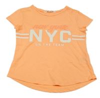 Neónově oranžové tričko s nápisom H&M