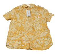 Nové - žluto-béžová květovaná košile s ptáky M&S