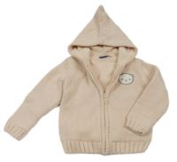 Ružový zateplený prepínaci sveter s medvěďom a kapucňou Lupilu