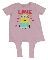 Růžové tričko s Mimoněm a zavazováním 