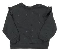 Tmavosivá mikina s volánikmi a bodkami H&M