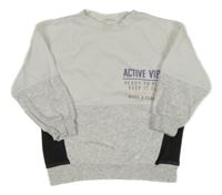 Bielo-čierno-sivá mikina s nápisom H&M
