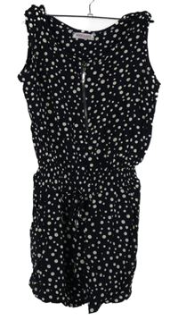 Dámský tmavomodrý puntíkatý kraťasový overal se zipem Miss Good