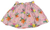 Svetloružová kvetovaná sukňa s tukanmi zn. H&M