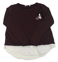 Vínové úpletové triko s s pejskem a halenkou H&M