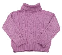 Ružový melírovaný svetrový rolák s dírkovaným vzorom Primark