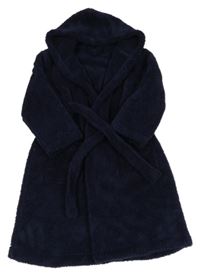 Tmavomodrý chlpatý župan s kapucňou zn. George