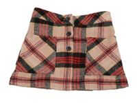 Světlerůžovo-černo-červen kockovaná sukňa s gombíkmi zn. St. Bernard