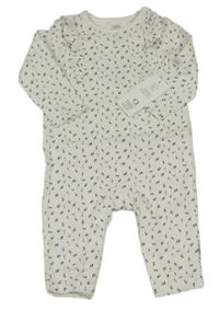 Nové - Biely overal s kvietkami a volánikmi F&F