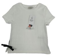 Nové - Bílé žebrované tričko s mašlemi F&F