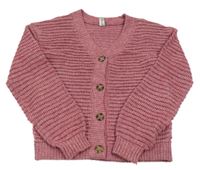 Světlevínový melírovaný žebrovaný propínací svetr YIGGA