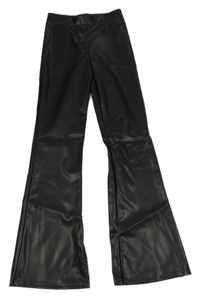 Čierne koženkové flare nohavice H&M