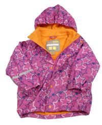 Růžová nepromokavá podzimní bunda s hvězdičkami a odepínací kapucí Caretec