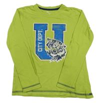 Zelené tričko s tigrom a písmem Pepperts