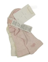 Nové - 2x ponožky so srdiečkami a mašlí - světlerůžové + smetanové JASPE CONRAN