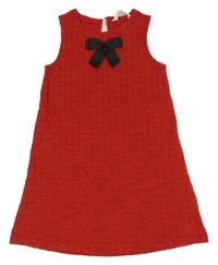 Červené kockované trblietavé pletené šaty s mašlou H&M