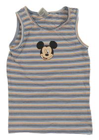 Modro-čierno-oranžový pruhované tielko s Mickeym