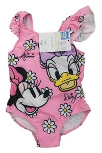 Nové - Růžové jednodílné plavky s Minnie a Daisy dis
