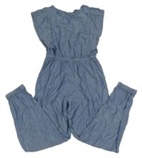 Modrý melírovaný nohavicový overal s volánikmi H&M