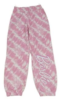Růžovo-bílé batikované tepláky - Barbie