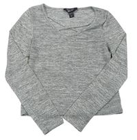 Sivý melírovaný slabý crop sveter New Look