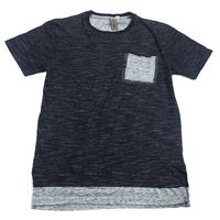 Čierno-sivé melírované tričko s vreckom Urban