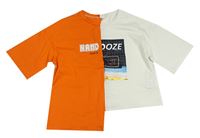 Bielo-oranžové crop tričko s nápksem Shein