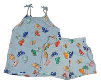 2set - Světlemodrá tunika + bavlněné kraťasy s motýlky H&M