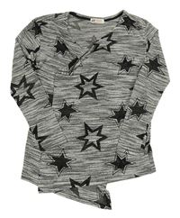 Šedý melírovaný úpletový cardigán s hvězdičkami H&M