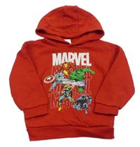 Červená mikina s hrdinami a kapucňou Marvel
