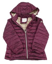 Tmavoružová šušťáková prešívaná zimná bunda s kapucňou zn. Next