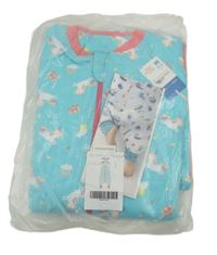 Nové - Světlemodro-růžový lehce zateplený spací pytel s jednorožcami