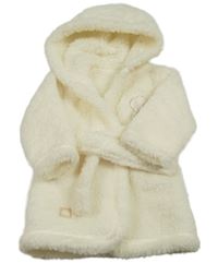 Smetanový huňatý župan se slonem a kapucí George 